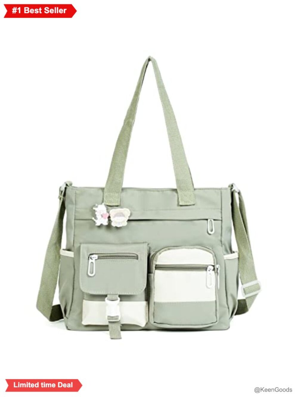 Nylon Messenger Bag Kawaii Crossbody Purse Fits 14" Laptop Water-Resistant